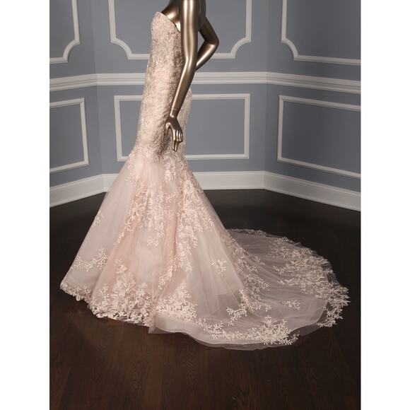 ISABELLE ARMSTRONG Zoe Blush Pink Beaded Strapless Wedding Dress Bridal Gown - Picture 8 of 14